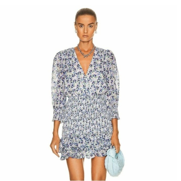 VERONICA BEARD Darrah Smocked Floral Mini Dress Sz 2 - Picture 12 of 16